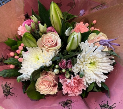 Pink and Lilac Tied Bouquet