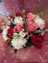 Pink and Red Tied Bouquet